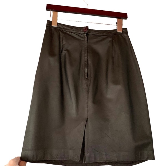 Vintage Nordstrom Leather Skirt Black BP Brass Plum Small Short Pencil - Picture 2 of 6